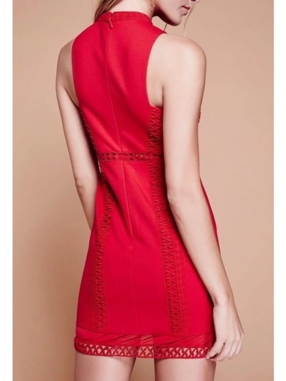 Free People Sky Scraper Mini Dress Red Crochet Lace Size XS